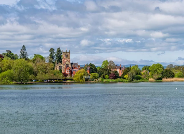 Panorama Town Ellesmere Shropshire Mere Church — Stock Photo, Image
