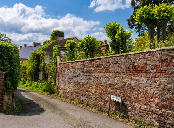Starý Cihla Georgian Domů Zahradní Zeď Love Lane Ellesmere Shropshire — Stock fotografie