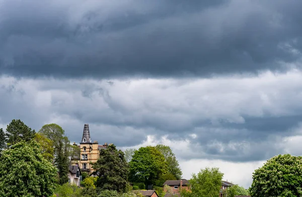 Unikalny Stożkowy Dach Wieża Ardmillan House Wzgórzu Oswestry Shropshire — Zdjęcie stockowe