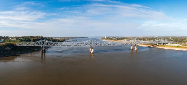 Extrém Alacsony Vízviszonyok Mississippi Folyón John Junkin Híd Alatt Natchez — Stock Fotó