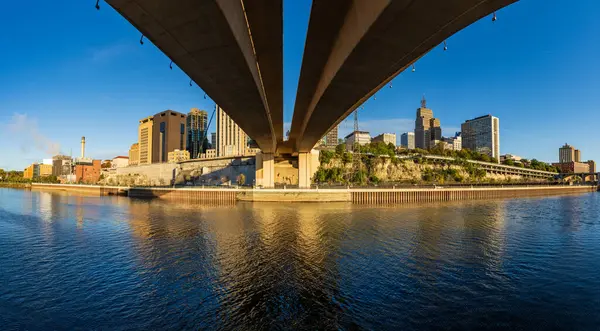 Paul Minnesota Városképe Mississippi Folyó Feletti Wabash Utcai Híd Részletei — Stock Fotó