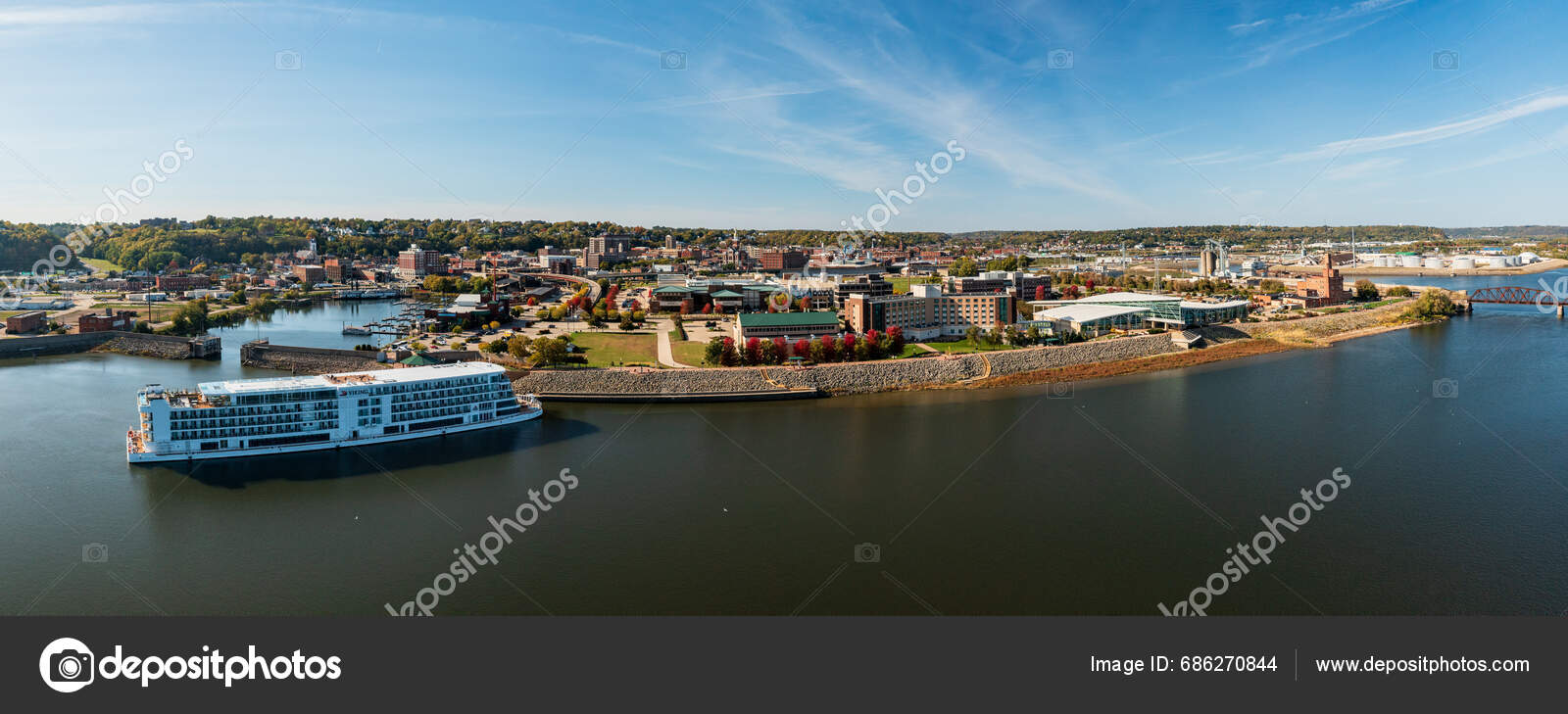 Dubuque October 2023 Aerial View Viking Mississippi River Cruise Boat ...