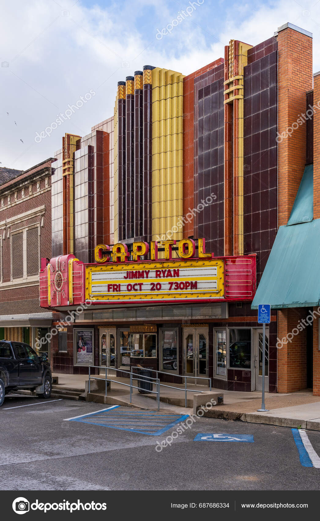 Burlington October 2023 City Skyline Including Historic Capitol Cinema