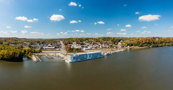 Hannibal October 2023 Aerial View City Hannibal Missouri Viking Mississippi — Stock Photo, Image
