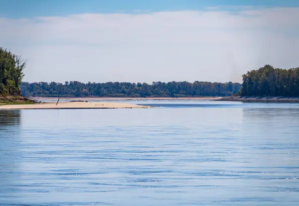 Bassi Livelli Acqua Nel Basso Fiume Mississippi Espongono Barre Sabbia — Foto Stock