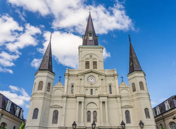 Fasáda Věže Katedrály Ludvíka Krále Francie Francouzské Čtvrti New Orleans Stock Snímky