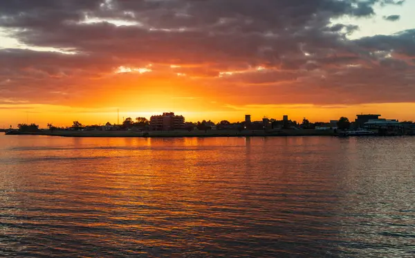 Сонце Сходить Над Річкою Міссісіпі Французького Кварталу Нового Орлеана Стокова Картинка
