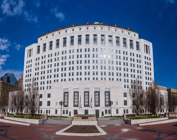 Panorama Grand Angle Entrée Marbre Blanc Façade Cour Suprême Ohio Images De Stock Libres De Droits