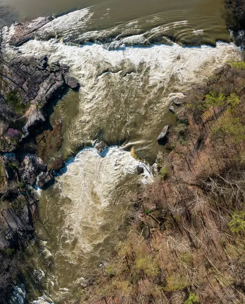 Вертикальный Вид Воздуха Парк Valley Falls State Park Возле Фэрмонта Лицензионные Стоковые Изображения