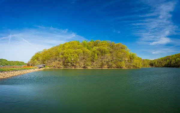 Teplé Světlo Parku Jezera Cheat Morgantown West Virginia Krásného Klidného Stock Fotografie