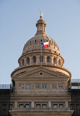 Austin 'deki Teksas Eyalet Meclis Binası' nın iskelesi tadilatı devam ediyor.