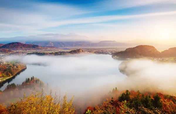 Luftaufnahme Des Bleder Sees Von Osojnica Aus Tolle Und Wunderschöne — Stockfoto