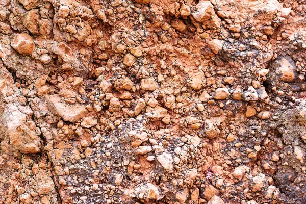 Eski Evin Çatlaklarıyla Kaplı Boş Kahverengi Taş Duvar Güzellik Dünyası — Stok fotoğraf