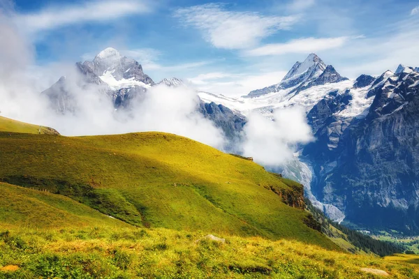Great View Alpine Snowy Hills Picturesque Gorgeous Scene Popular Tourist — Stock Photo, Image