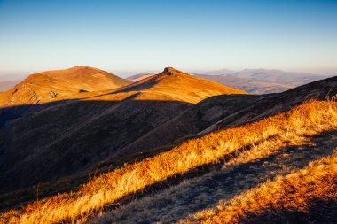 Alp sırtının büyüleyici manzarasına bir göz atalım. Resimli bir gün. Mekan Karpatlar, Ukrayna, Avrupa. Duvar kağıdının harika bir görüntüsü. Aktif açık hava tatili. Dünyanın güzelliğini keşfedin.