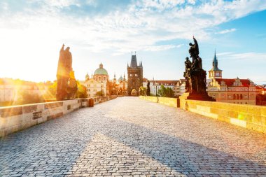 Assisi Kilisesi 'nden Aziz Francis' in çarpıcı görüntüsü. Charles Bridge (Karluv Most), Çek Cumhuriyeti 'nin başkenti Vltava' da yer alan bir köprü. Popüler turist eğlencesi. Güzellik dünyası.