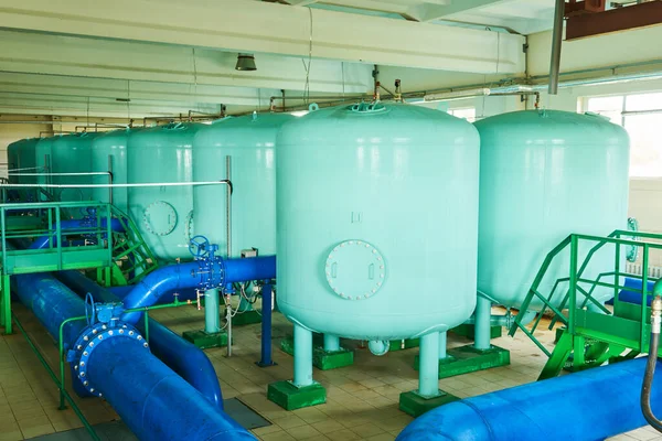 Purificação Água Equipamento Tecnológico Industrial Para Filtração Sala Caldeiras Estação — Fotografia de Stock