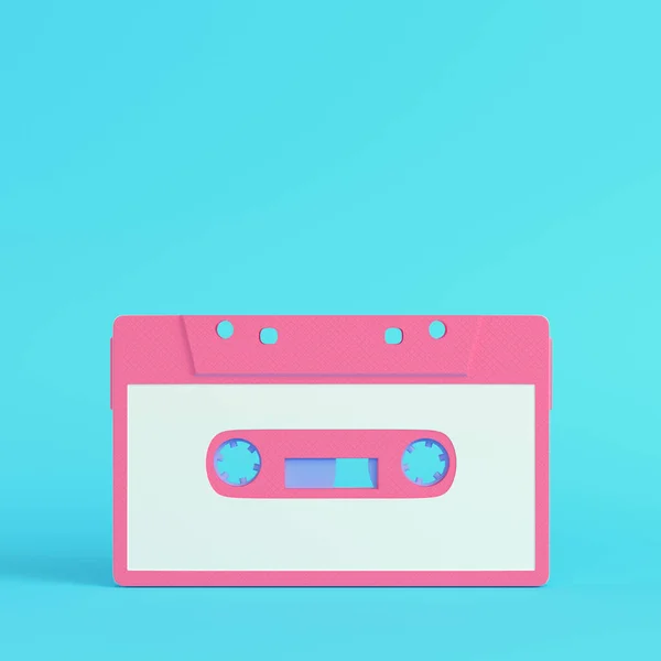 Roze Vintage Audio Tape Heldere Blauwe Achtergrond Pastelkleuren Minimalisme Concept — Stockfoto