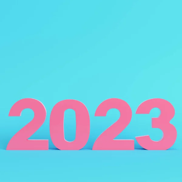 Pink 2023 Digits Bright Blue Background Pastel Colors Minimalism Concept — Stock Photo, Image