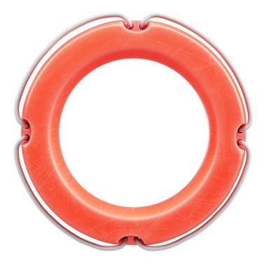 Kırmızı can simidi beyaz arka planda izole edilmiş. 3d oluşturma