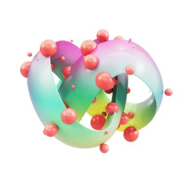 Soyut geometri formu beyaz arkaplanda izole edilmiş. 3d oluşturma