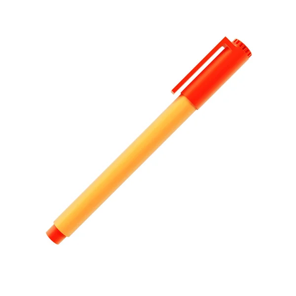 Orangefarbener Marker Auf Weißem Hintergrund Darstellung — Stockfoto