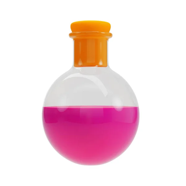 Chemistry Flask Liquid Isolated White Background Rendering — Stock Photo, Image