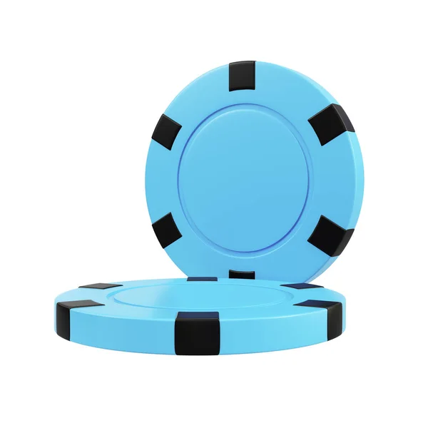 Blaue Pokerchips Isoliert Auf Weißem Hintergrund Darstellung — Stockfoto