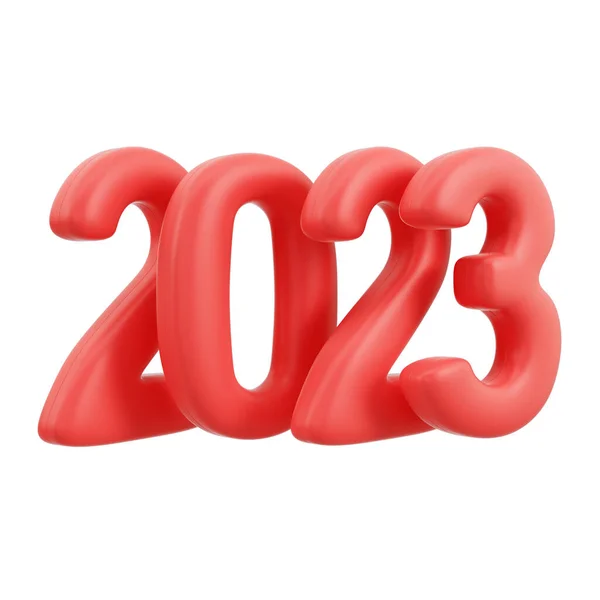 Vörös 2023 Számjegy Fehér Alapon Elkülönítve Renderelés — Stock Fotó