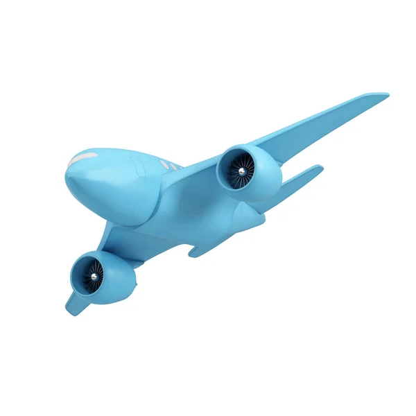 Avión Azul Aislado Sobre Fondo Blanco Renderizado — Foto de Stock