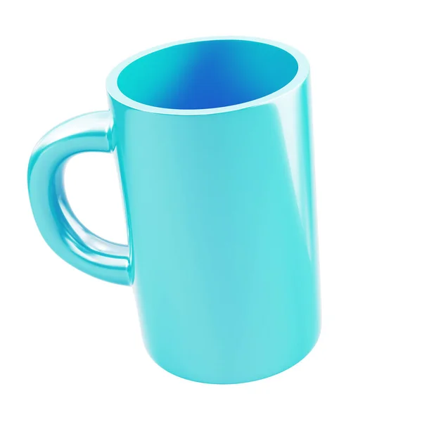 白い背景に隔離されたブルーコーヒーマグカップ 3Dレンダリング — ストック写真