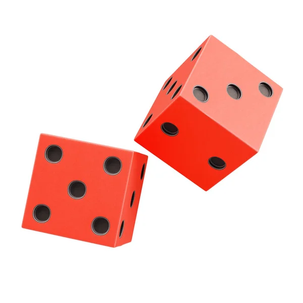 Red Game Dices Isolated White Background Rendering — Stock Photo, Image