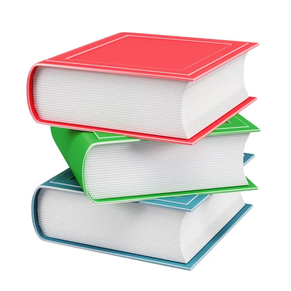 Libros Rojos Verdes Azules Aislados Sobre Fondo Blanco Renderizado — Foto de Stock