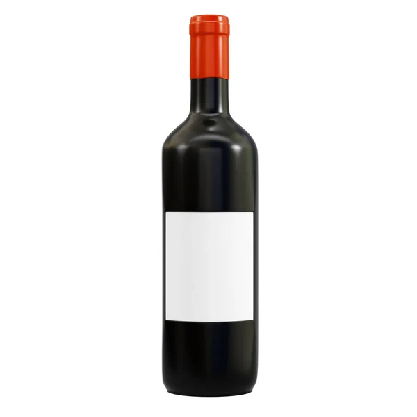 Botella Vino Con Lable Blanco Aislado Sobre Fondo Blanco Renderizado — Foto de Stock