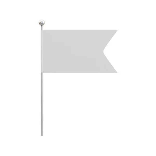 White Blank Flag Isolated White Background Rendering — Stock Photo, Image