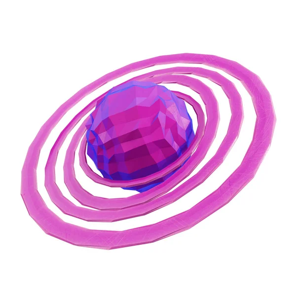 Абстрактна Низькополімерна Мультяшна Фіолетова Планета Кільцями Ізольована Білому Тлі Візуалізація — стокове фото