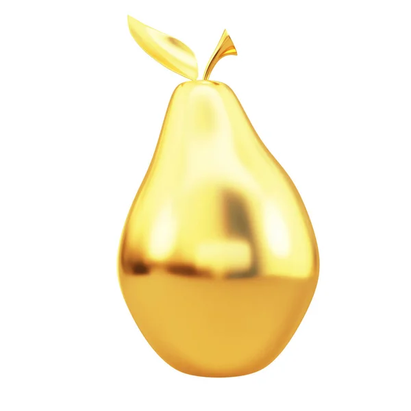 白い背景に孤立した黄金の梨 3Dレンダリング — ストック写真