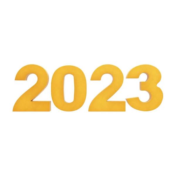 2023 Digit Kuning Terisolasi Pada Latar Belakang Putih Rendering — Stok Foto