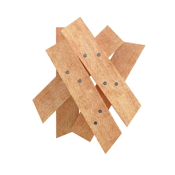 白い背景に孤立した木製の板 3Dレンダリング — ストック写真