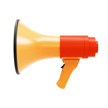 Hoparlör ya da megafon beyaz arka planda izole edilmiş. 3d oluşturma