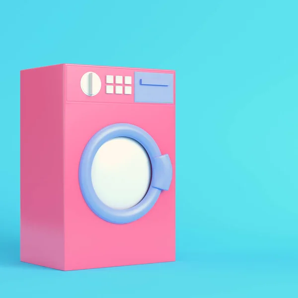 Roze Wassen Mashine Heldere Blauwe Achtergrond Pastelkleuren Minimalisme Concept Renderen — Stockfoto