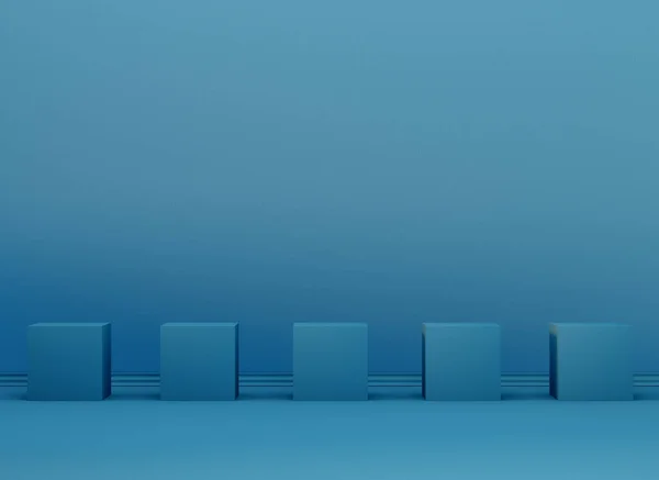 Minimalismus Modrá Barva Vnitřní Scéna Kostkami Vykreslování — Stock fotografie