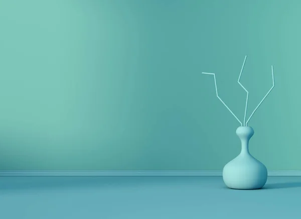 Minimalisme Mengosongkan Adegan Interior Dengan Vas Rendering — Stok Foto