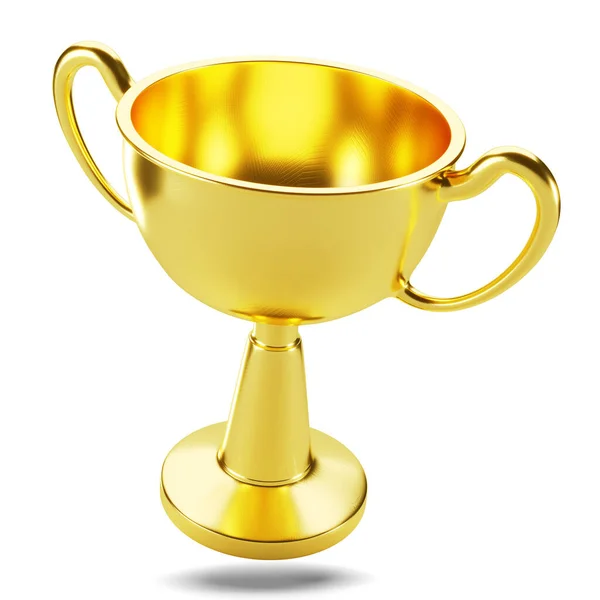 Golden Trophy Cup Isolated White Background Rendering — Stock Photo, Image