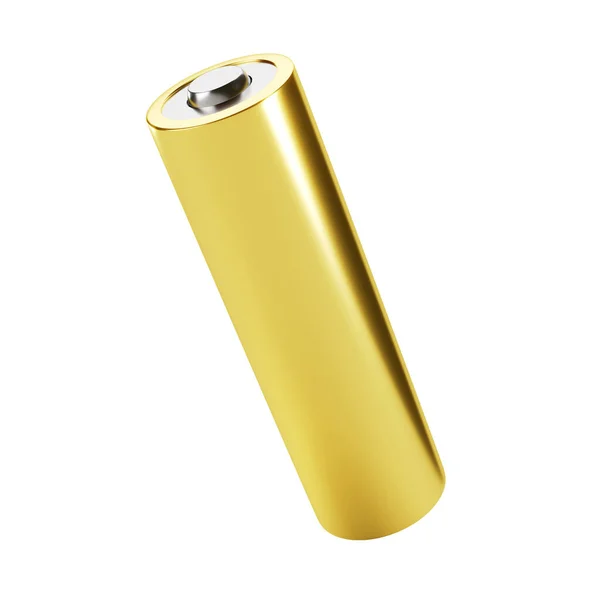 Goldene Farbe Batterie Isoliert Auf Weißem Hintergrund Darstellung — Stockfoto