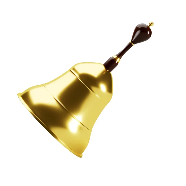 Золотий Ручний Дзвін Ізольований Білому Тлі Візуалізація — стокове фото
