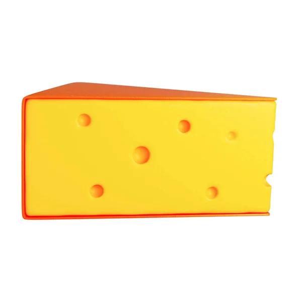 白い背景に隔離されたチーズの漫画風の部分 3Dレンダリング — ストック写真
