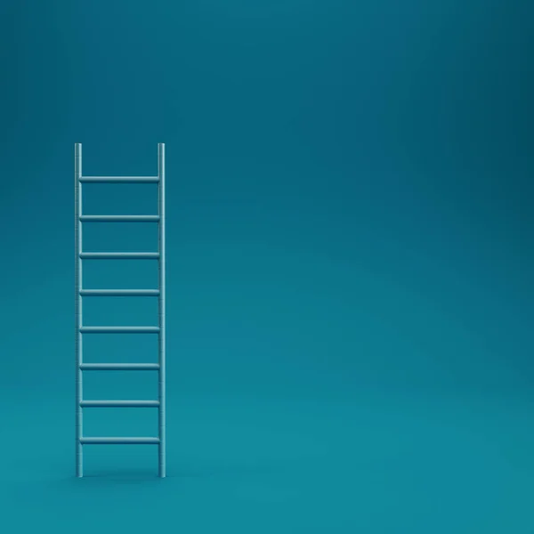 Trap Ladder Donkerblauwe Lege Kamer Destructie — Stockfoto
