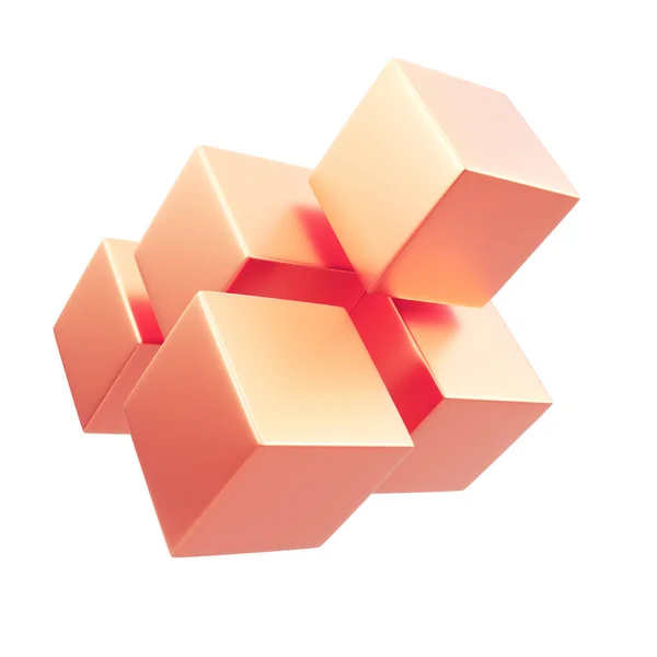 Forme Géométrique Abstraite Avec Cubes Isolés Sur Fond Blanc Rendu — Photo