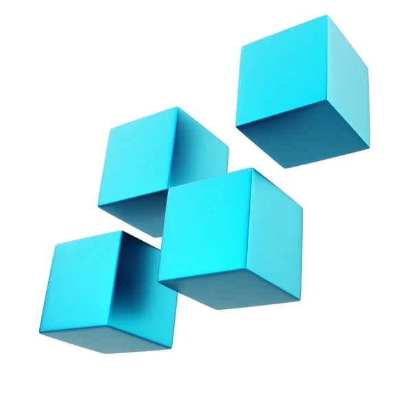 Forma Geométrica Abstrata Com Cubos Azuis Isolados Sobre Fundo Branco — Fotografia de Stock